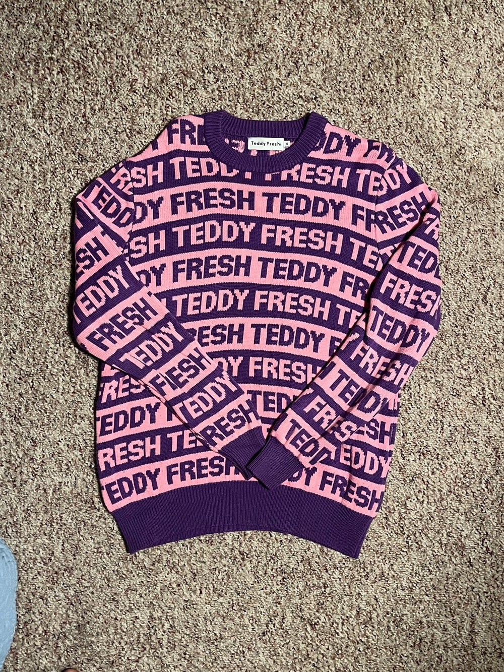Teddy Fresh Pink & Purple Logo Knit Sweater